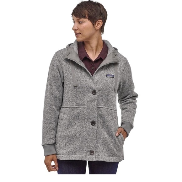 Patagonia Jackets & Blazers - Patagonia Better Sweater button gray marled hooded jacket coat